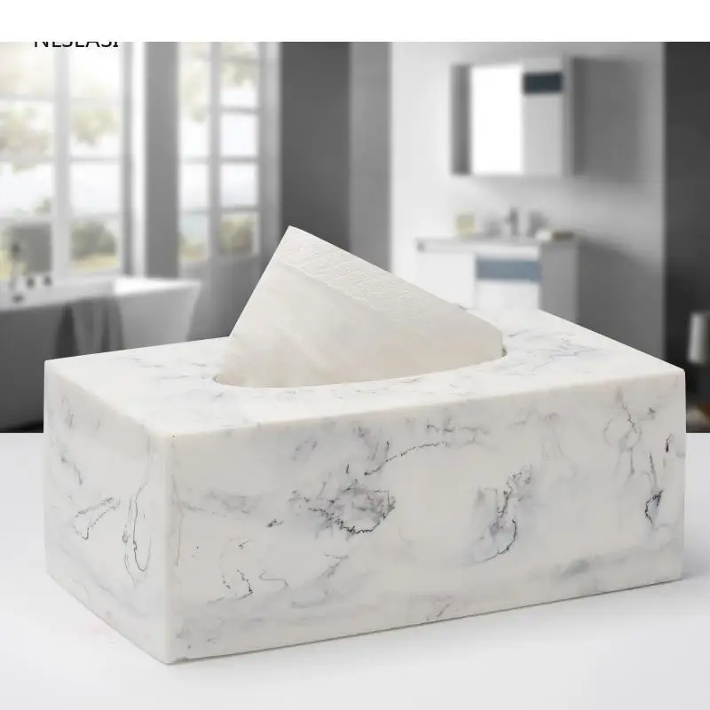 

Creative Marble Texture Resin Facial Tissue Box Home Decor Kitchen Office Car Napkin Holder Paper Towel Dispenser Container