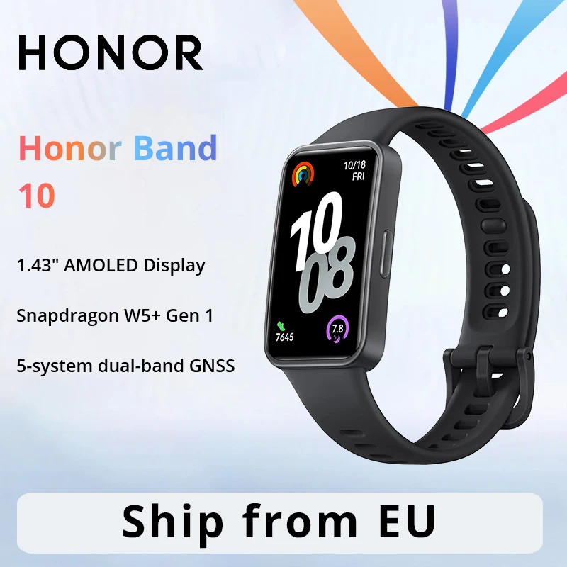 Global Version Honor Band 10 Smart Band 1.57" 60Hz AMOLED Screen 5ATM 14 Days Battery Life Blood Oxygen Health Monitoring