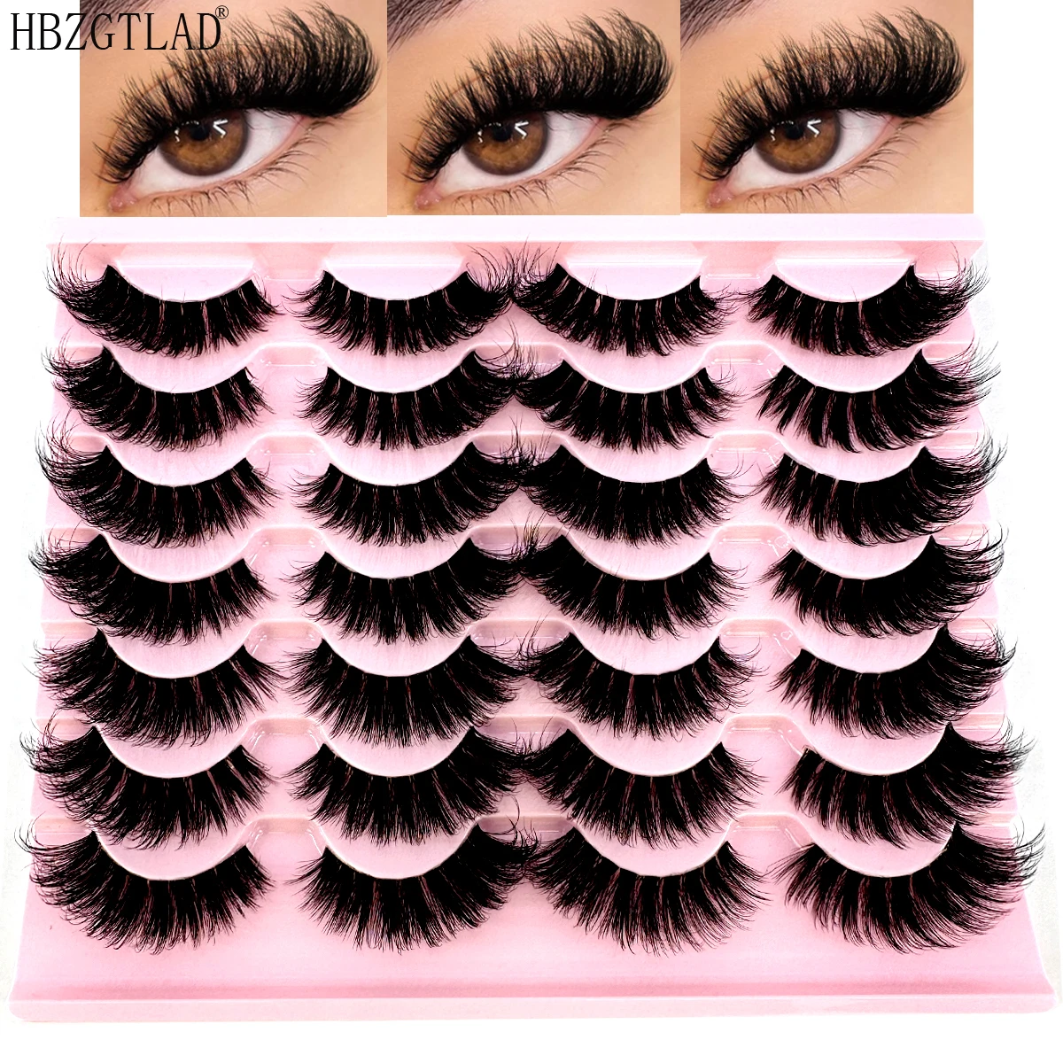 14PairsInvisible Band False Eyelashes 5DFluffy Wispy Faux Mink Eyelashes Cat Eye Effect Dramatic Lashes Eyelash Extension Makeup