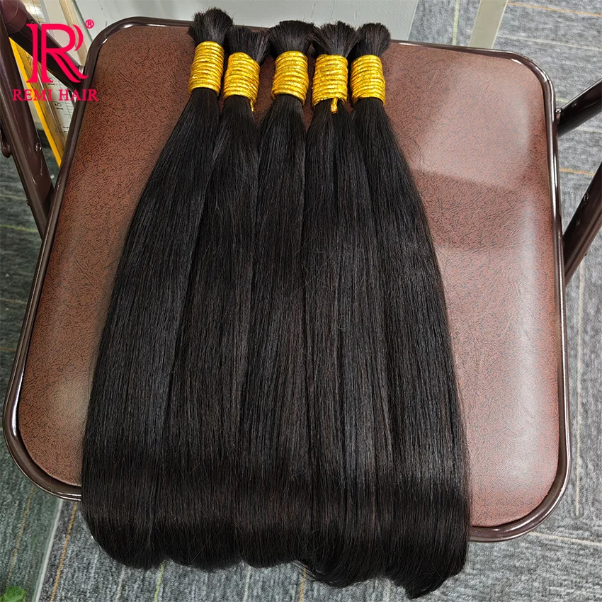 100% Real Human Hair Bulk Good Quality Straight Natural Hair Weaving No Weft Indian Hair Extension Human Hair Braiding For Women