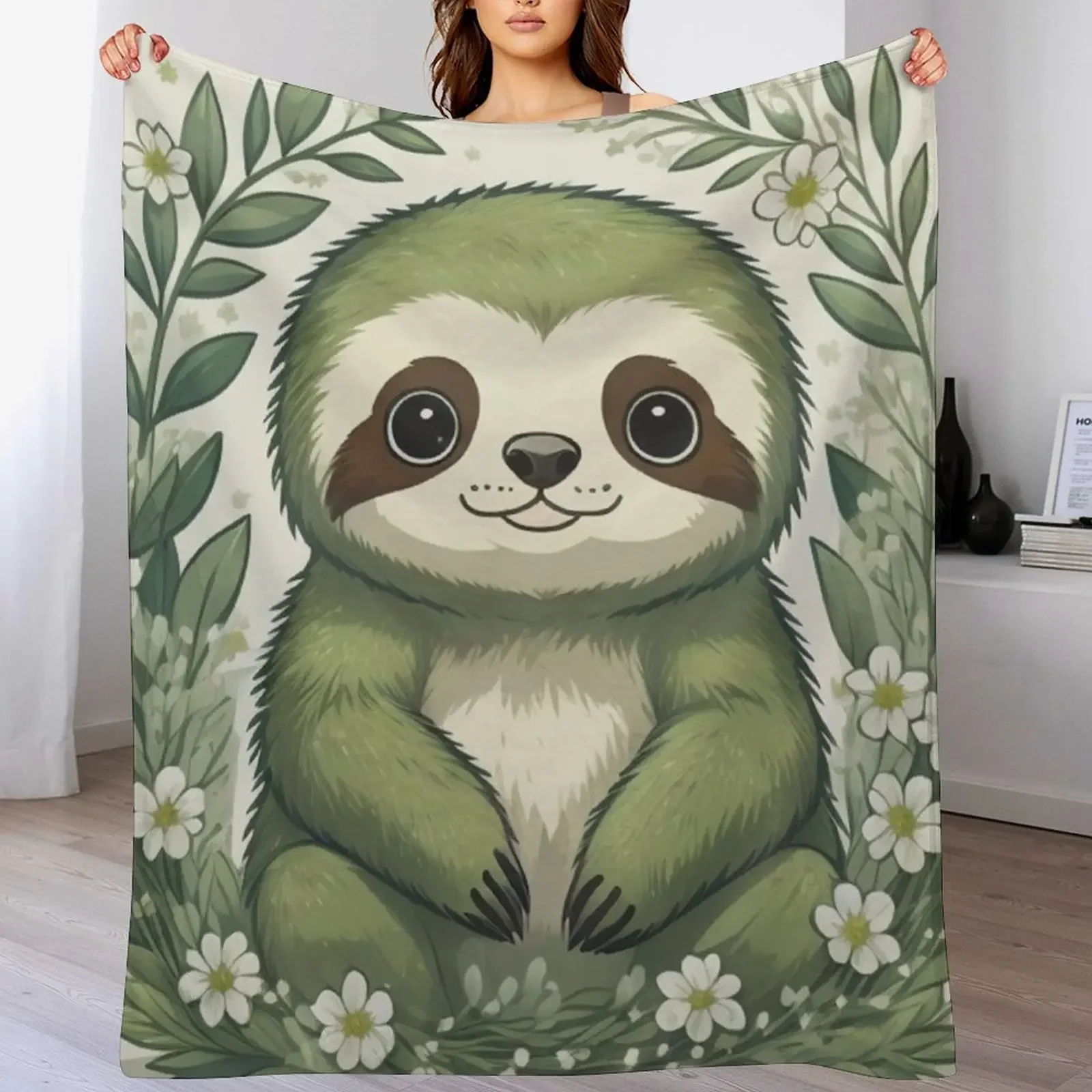 

Cute Sloth in spring funny Throw Blanket Luxury Designer Furrys wednesday Summer Beddings Blankets