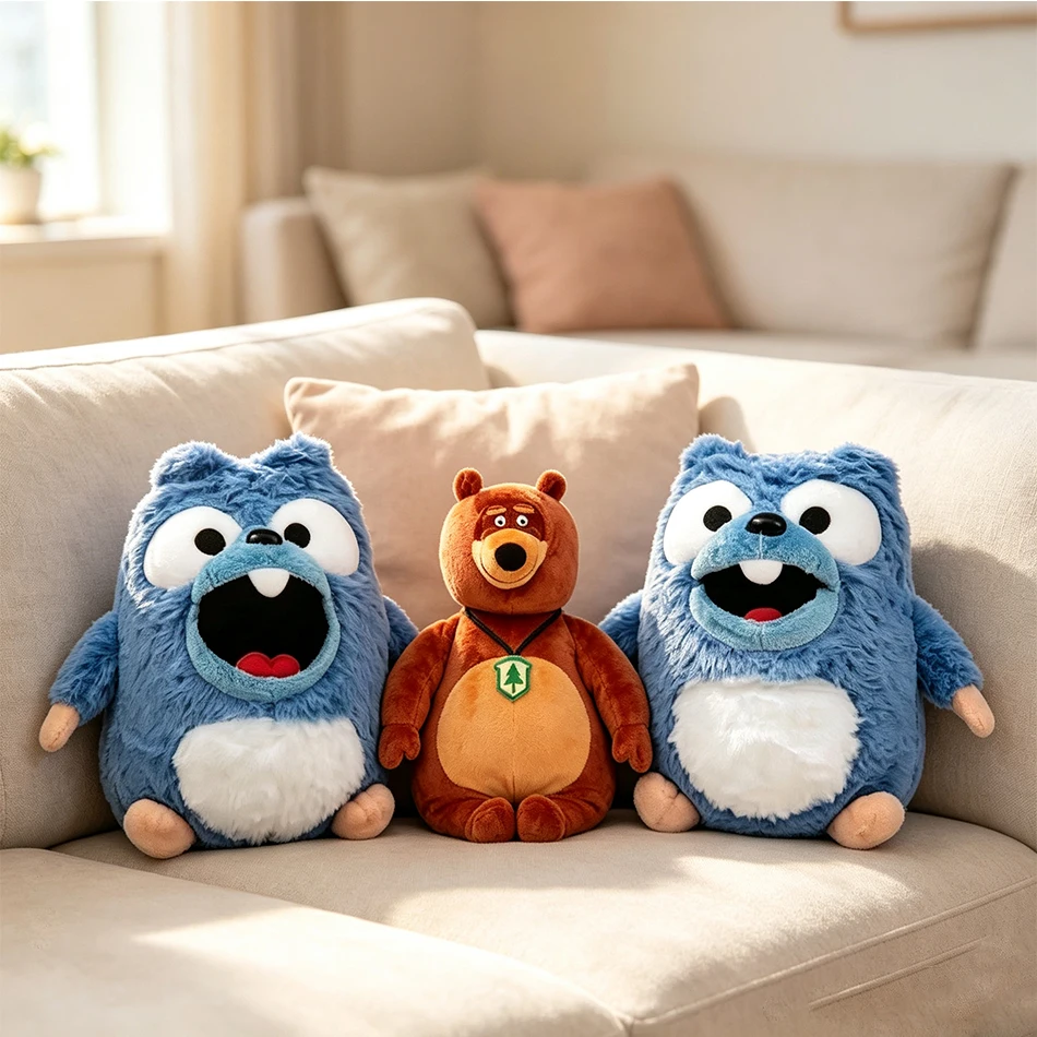 Anime Grizzy & The Lemmings Plush Kawaii Cartoon Grizzly And Lemmings Anime Peripheral Stuffed Doll For Kid Birthday Cute Gifts