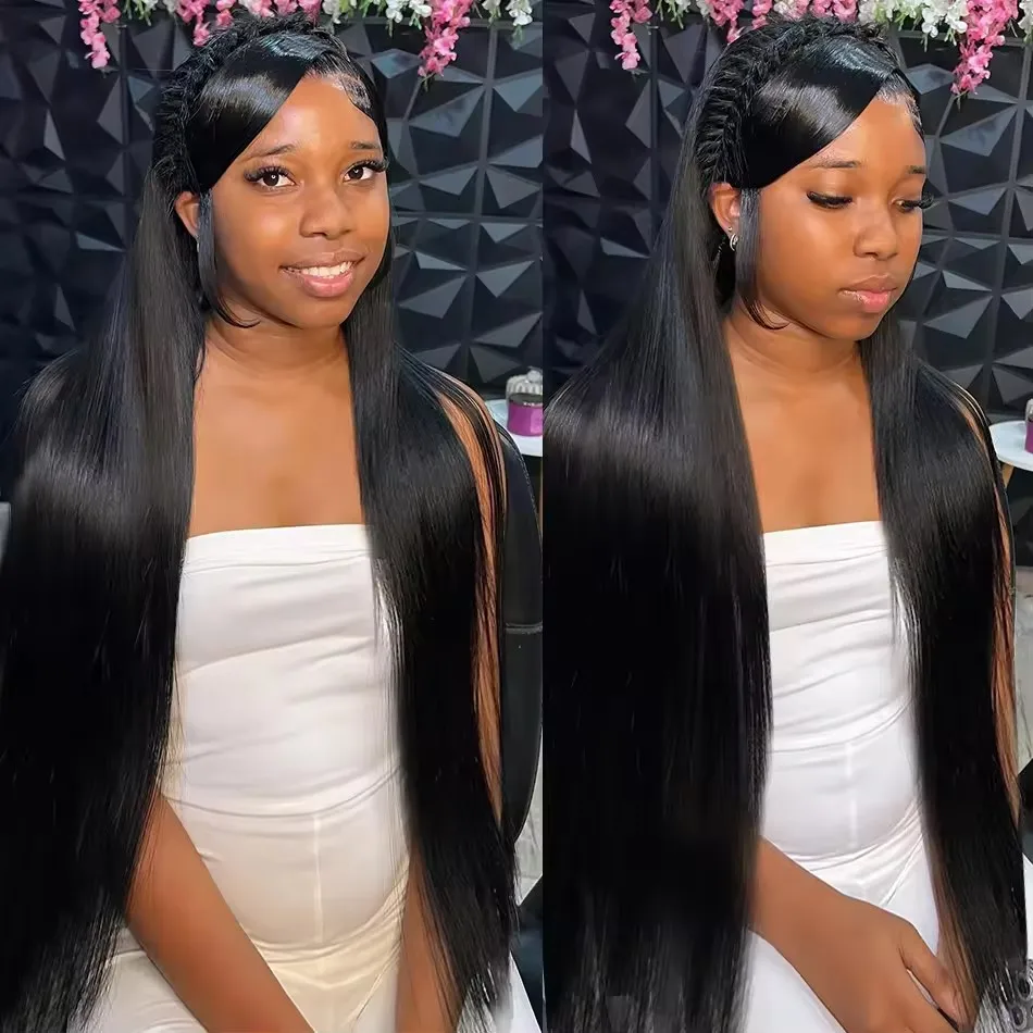 Straight 30 32 Inches 13x6 HD Lace Frontal Human Hair Wigs Remy Pre Plucked 13x4 Transparent Lace Front Wigs For Black Women