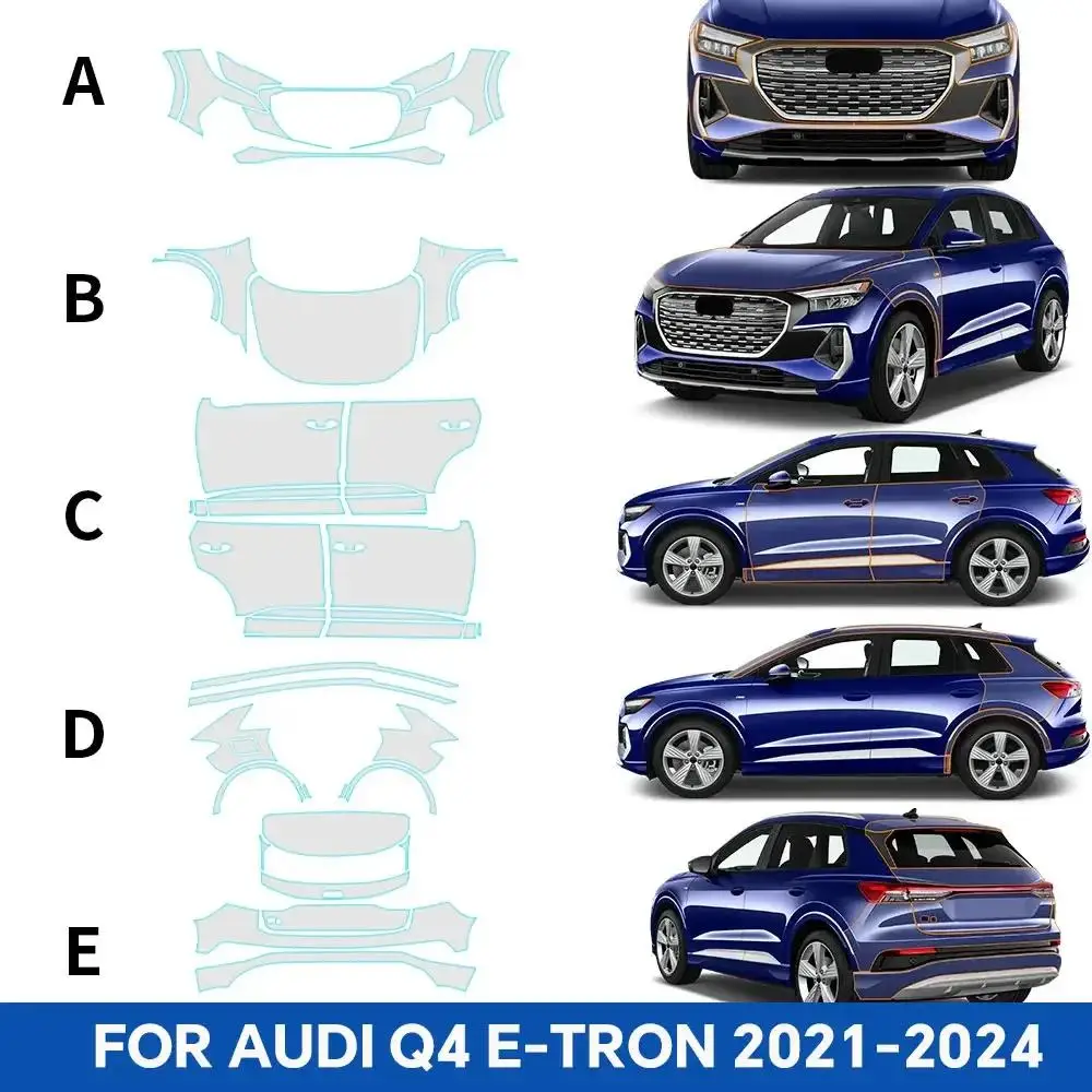 

For Audi Q4 E-TRON 2021-2024 TPU Paint Protection Film Self-Healing Clear Bra Pre-cut PPF Kit Car Body Anti-Scratch Resistant