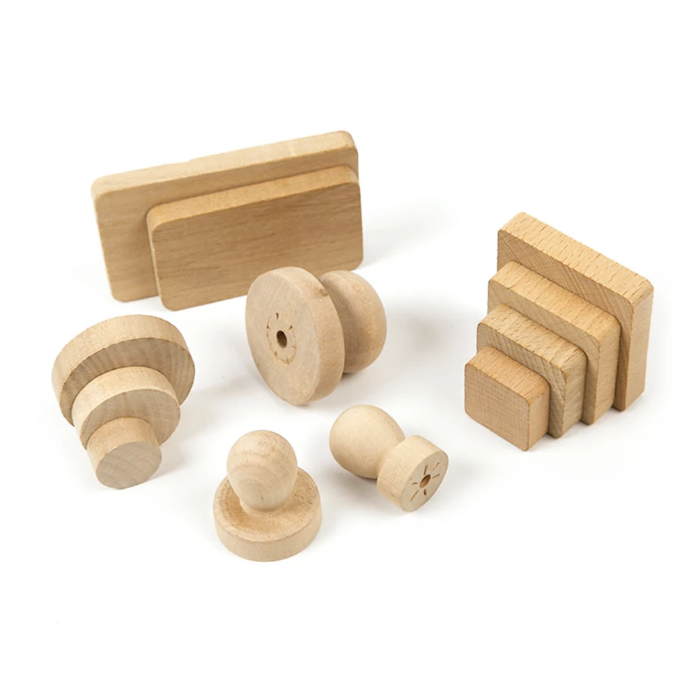 

10 PCS Handle Wooden Block DIY Craft Stamp Stamps Halloween