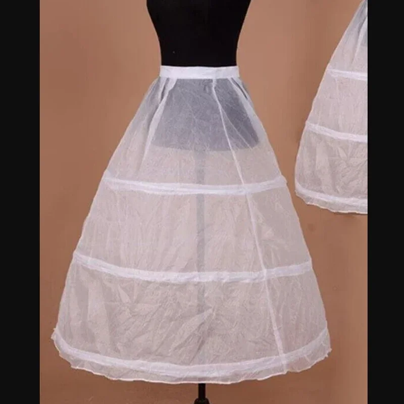 High Quality White 3 Hoops A-Line Petticoat Crinoline Slip Underskirt For Ball Gown Wedding Dress