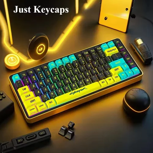 Imagen 2 del producto 129 teclas Cyberpunk Keycap Cherry perfil lateral grabado translúcido Keycaps Pbt personalizado adaptado Wooting Key Caps