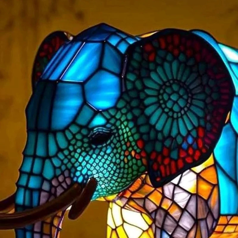 樹脂製の動物の形をしたテーブルランプ,象の形をした3Dデザイン,デスクトップの夜に最適,夜間の照明,使いやすい