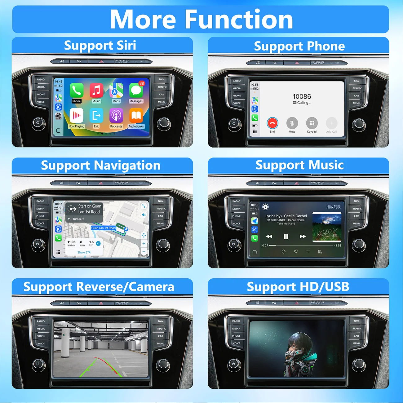 Carplay اللاسلكي Android Auto Airplay AutoLink لشركة فولكس فاجن فولكس فاجن تيجوان تيرامونت فيديون جولف GTI بولو باسات B8 MAGOTAN (B8) #4