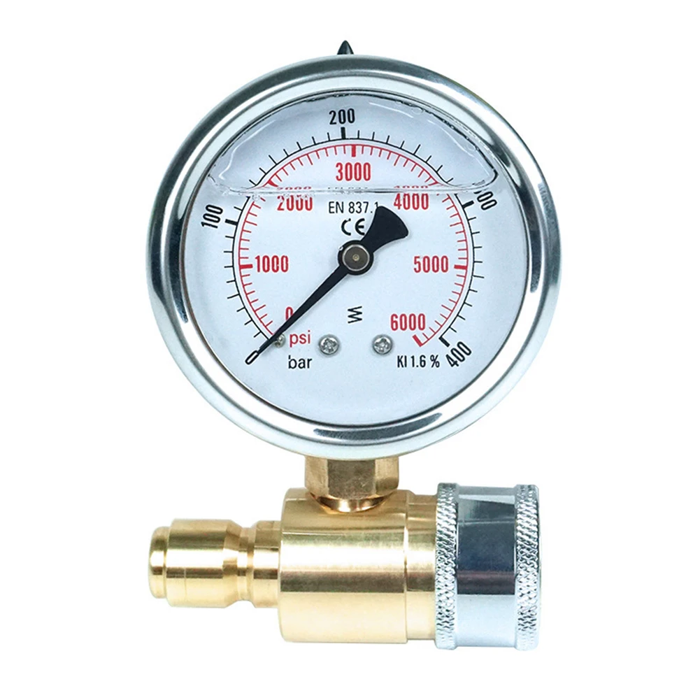 1pc Pressure Gauge 3/8-Inch Quick Insertion Shockproof Pressure Resistant 5000PSI Pressure Gauge Garden Tools Parts