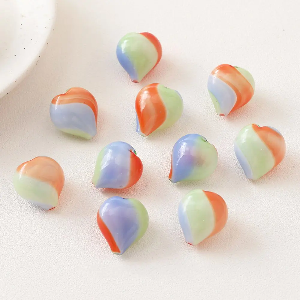 4PCS Hollow Heart Glass Drop Earrings Pendants Charms for Jewelry Making Diy Earrings Findings Supplies Hand Made Beads  23mm