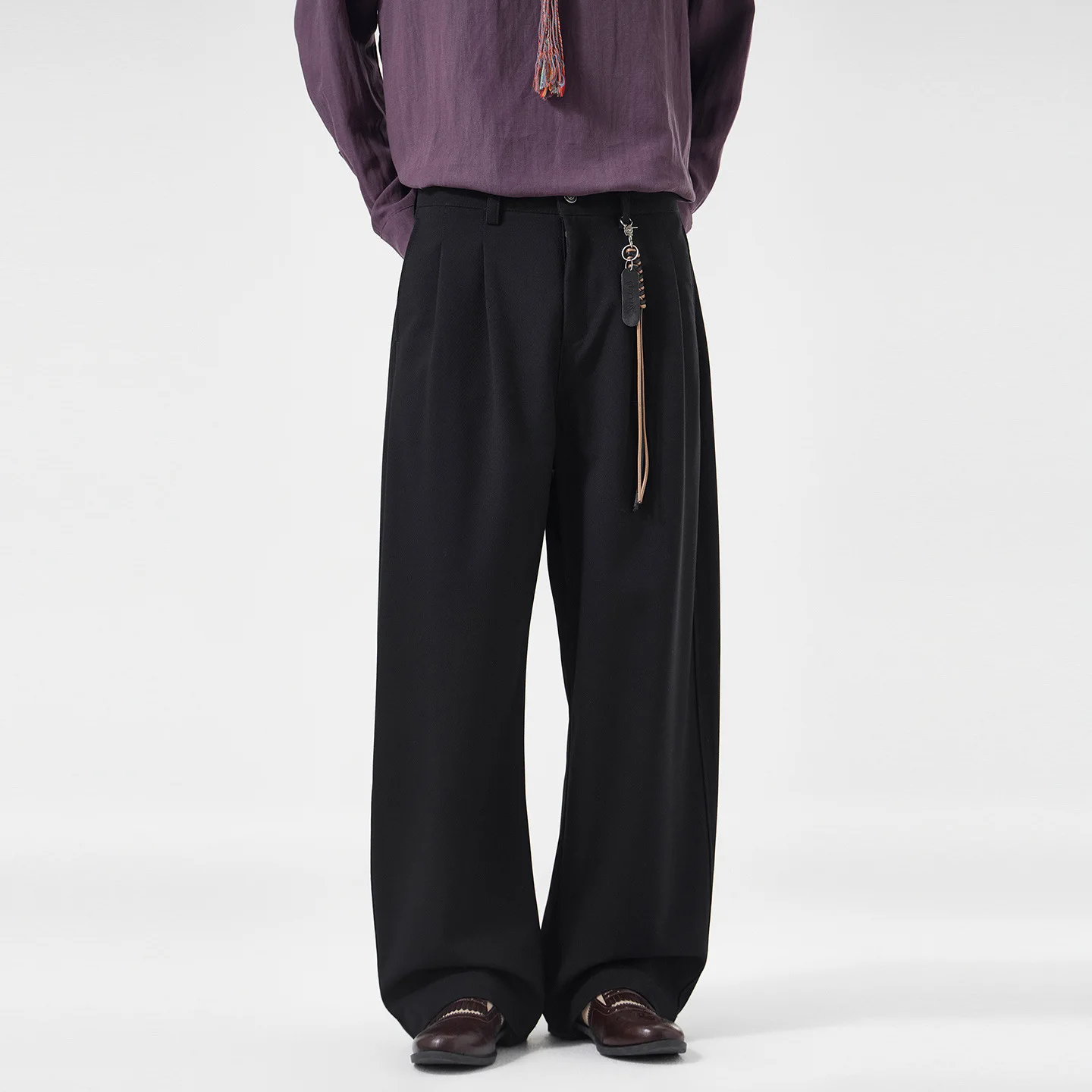 

Grey Wide-leg Loose Micro-elastic Casual Pants Men's 2026 Spring and Summer Street Style Fashion Trend Scimitar Trousers