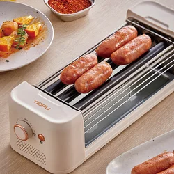 Home Automatic Sausage Machine Barbecue Machine Hot Dog Skewers Smokeless Non-stick Barbecue Grill Steak Frying Pan Kebab Grill