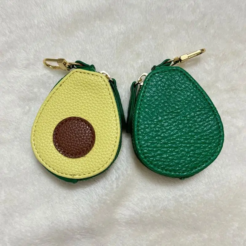 

Cute Mini PU Leather Avocado Shape Storage Coin Purse Keychain Pendant Earphone Storage Bag