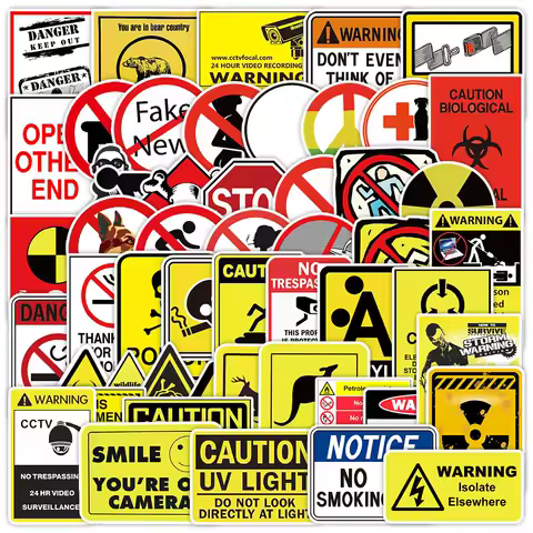50 PCS Funny Warning Graffiti Stickers, Waterproof Decorative Stickers for Computer Luggage DIY Stickers