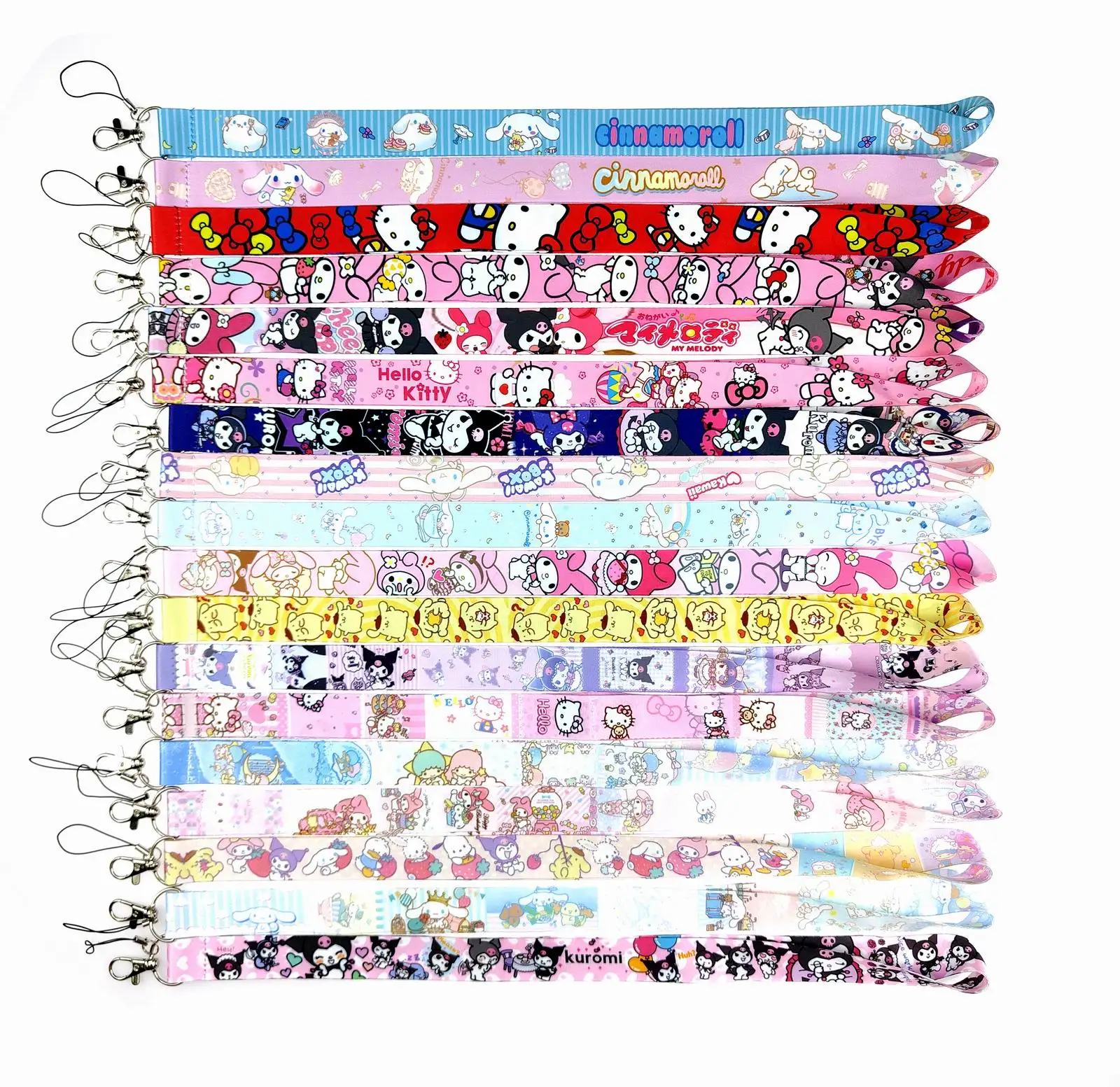 MINISO Sanrio Kuromi Cartoon Key Lanyard ID Badge Holders Animal Phone Neck Straps with Keyring Phone Accessories