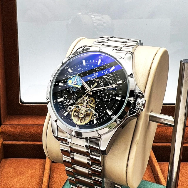 New Luminous Auto Self Wind Mechanical Wrist Watch Multifunctional Waterproof Men s Stainless Steel Strap Watch AliExpress