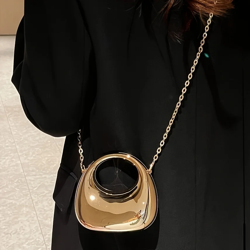 The Trumpeter Carries a Bag, a Crescent-Shaped Cross-Body Bag - A Shiny Evening Bag, Suitable for Balls and Sequined Outfits