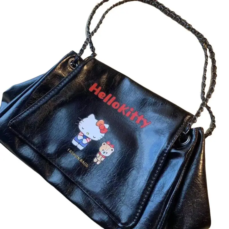 Sanrio Kawaii Hello Kitty sac à bandoulière pour femmes Vintage en cuir Pu fille chaîne sac à bandoulière de luxe sac à main de créateur de qualité supérieure