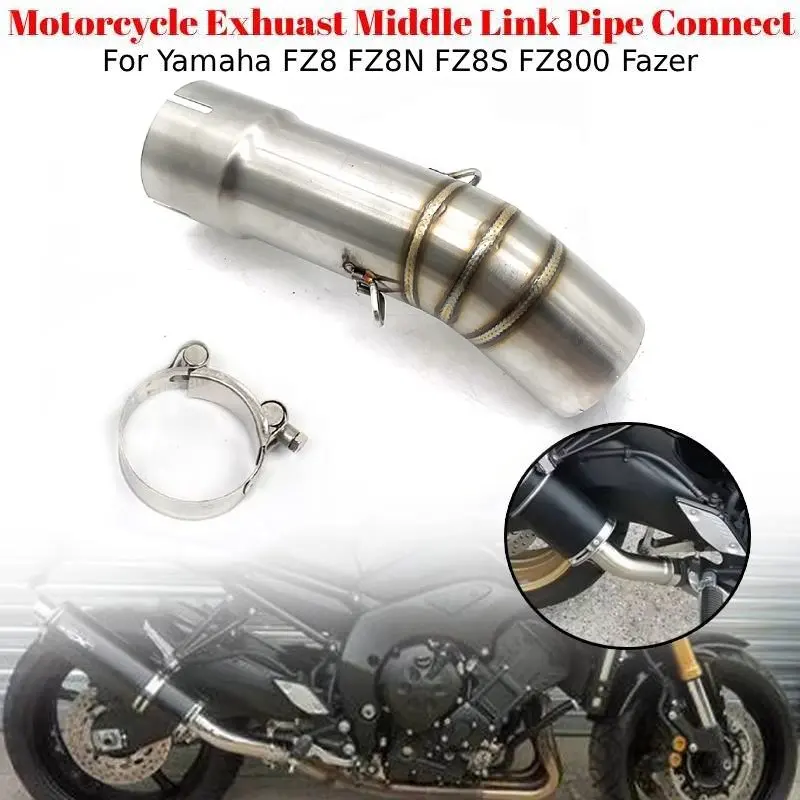 For Yamaha FZ8 FZ8N FZ8S FZ800 Fazer Motorcycle Exhuast Middle Link Pipe Connect 51mm Motorcycle Escape Exhaust Muffler Pipe