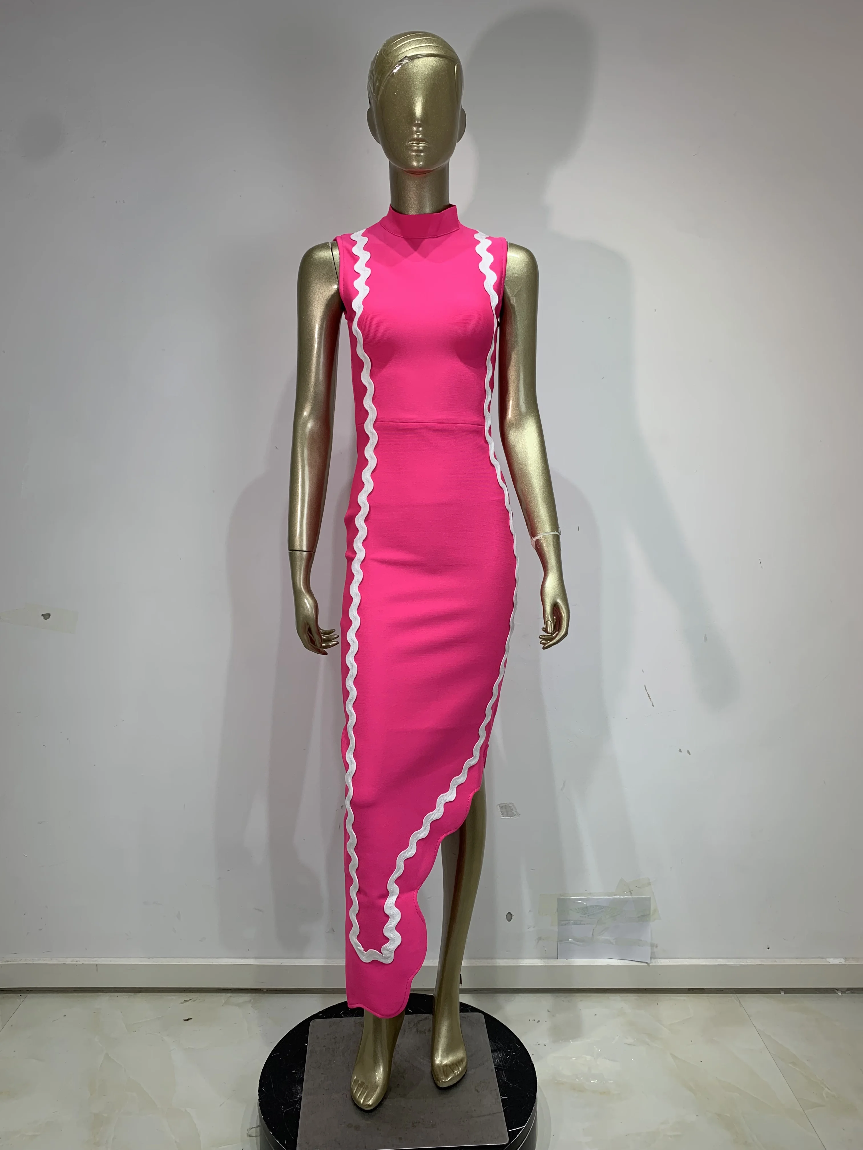 

Женское сексуальное облегающее платье миди из бандажной ткани в ярко-розовом и черном цветах, роскошное, для дня рождения, вечеринки, торжественных мероприятий, элегантное, вязаное платье для знаменитостей.