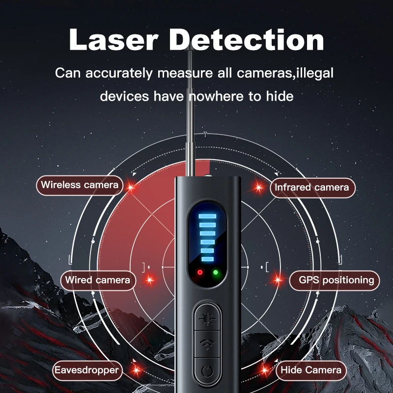 Portable Camera Detector Anti-Spy Car GPS Tracker Listening Device bug RF Wireless All Signal Scanner Gadget Security Protection