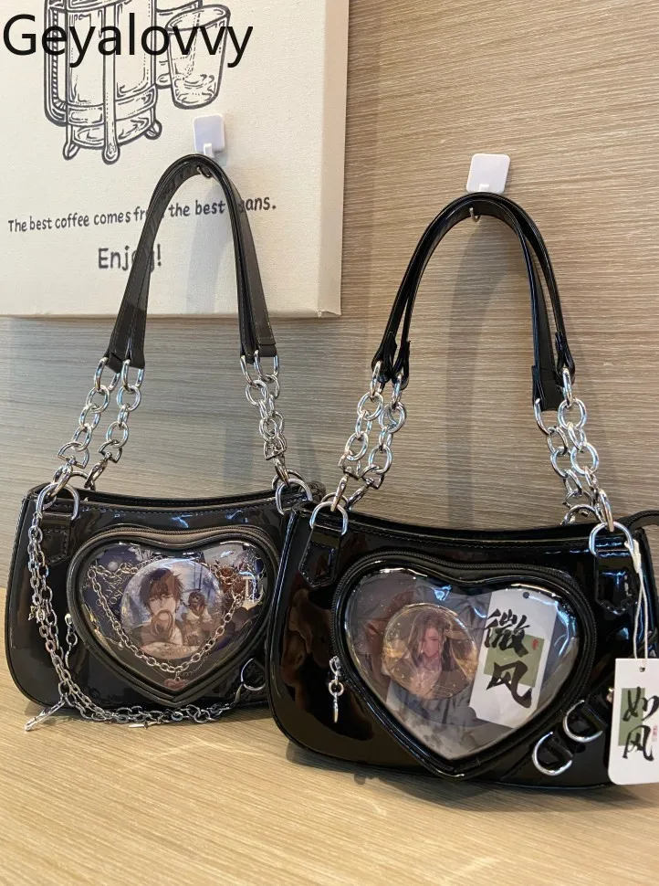 

Punk Style Original Shoulder Bag Heart-shaped Pain Subculture Girl Handbags Sweet Cool Style Y2K Underarm Bags for Women
