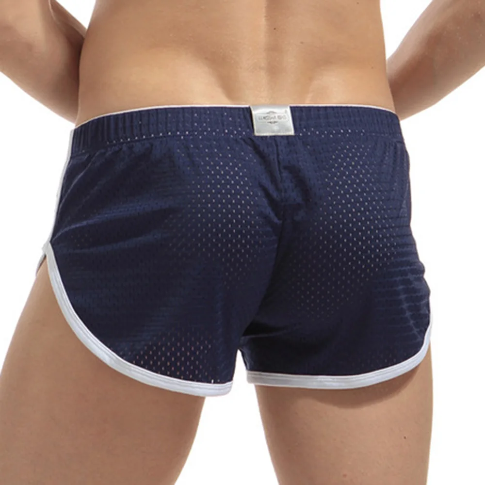 الرجال سراويل داخلية للرجال تنفس الملاكم منامة السراويل الرياضية منامة مثير مثلي الجنس الملابس الداخلية النوم قيعان سراويل الرجال الملابس الداخلية