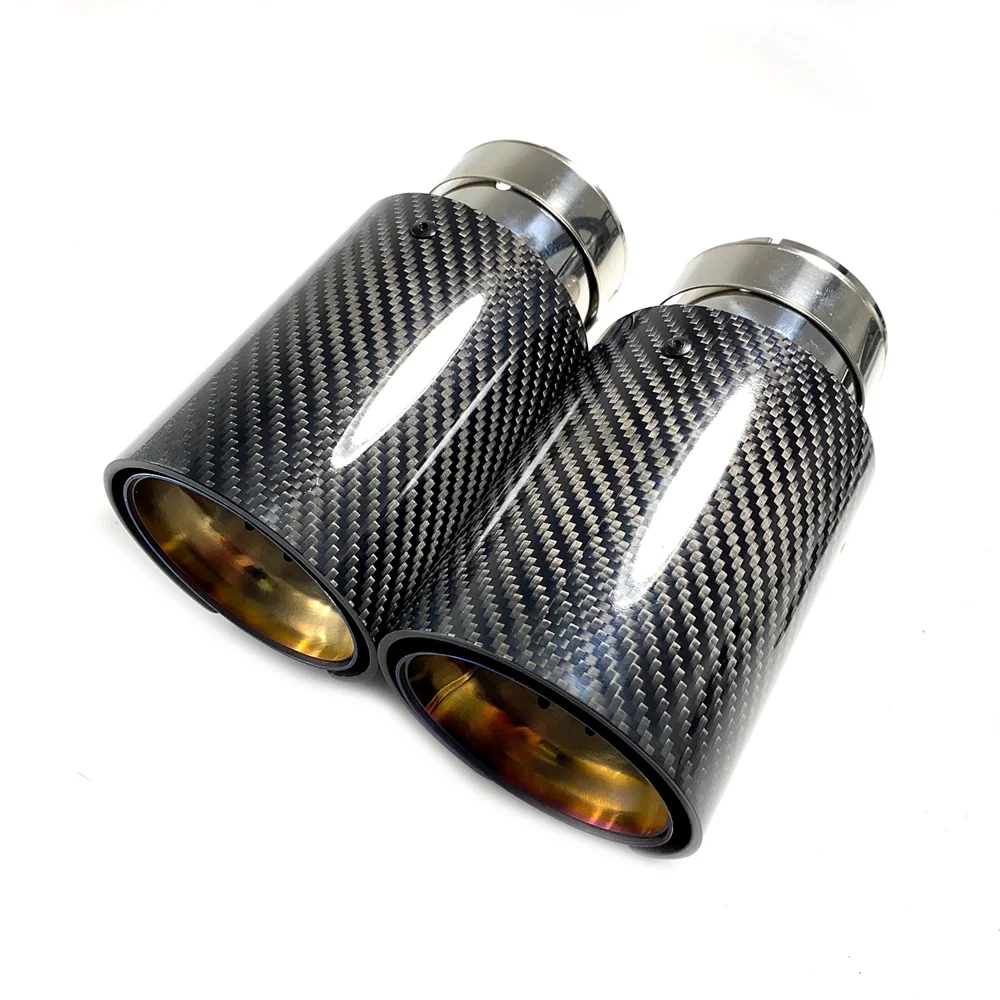 1Piece Carbon Fiber M Performance Blue Exhaust Tips For BMW M2 F87 M3 F80 M4 F82 F83 Nozzles Size Car Exhaust Racing