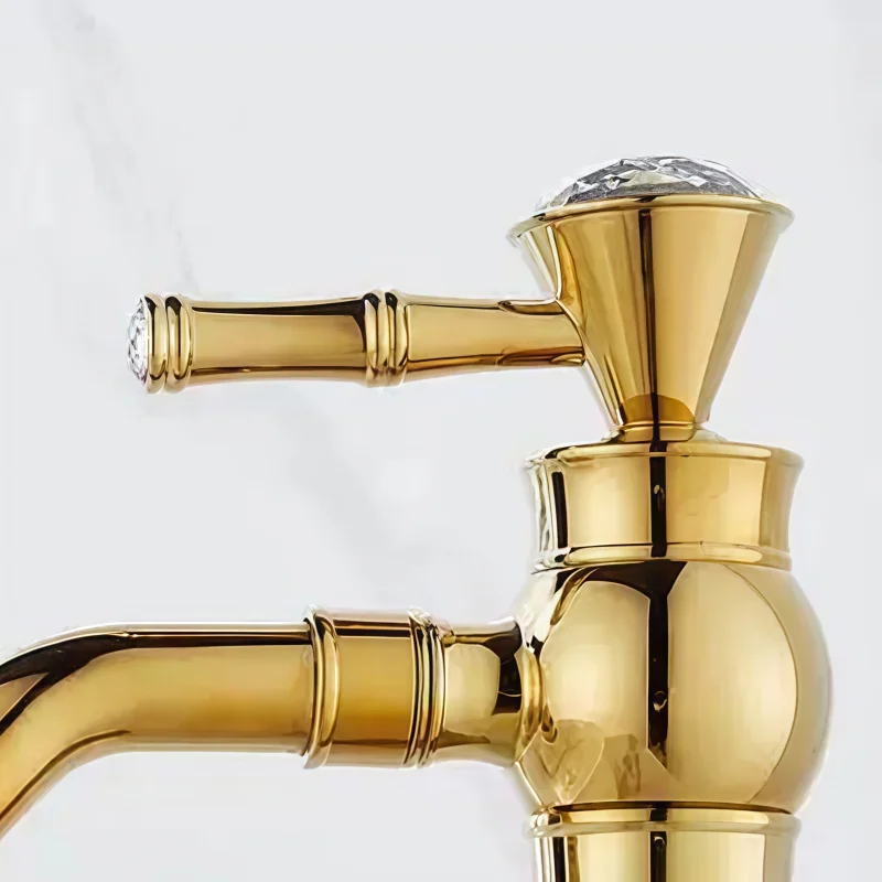 Rotatable Extendable Faucet Anti-Splash Bathroom Faucet Cross-Border Trade All-Copper Diamond Crystal French Style Faucet