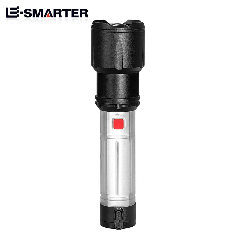 Laser 5050 Wick Rechargeable Zoom Flashlight with Side Light LED Charging Bank Function Long-range Outdoor Lighting Torch