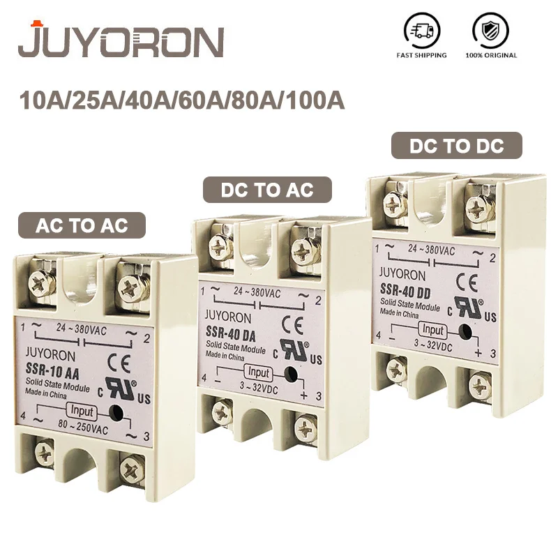 SSR-25DA SSR-40DA SSR-60DA SSR-25AA 40AA 40DD Solid State Relay SSR 10A 25A 40A 60A Module Relay for PID Temperature Control