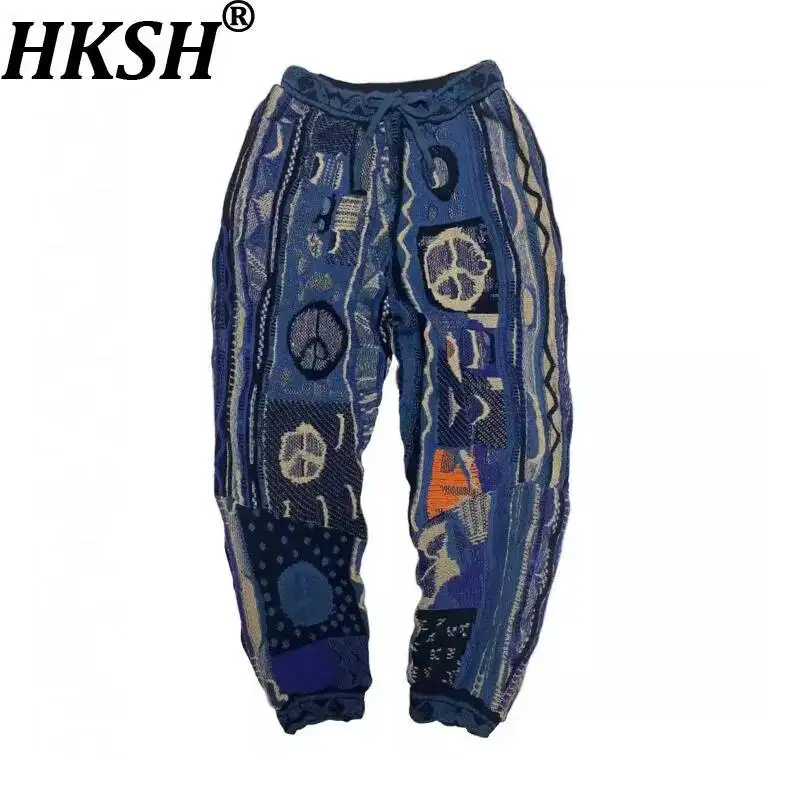 

HKSH весна осень зима новый мужской прилив темный панк ретро вязаные сращенные брюки в стиле хип-хоп шикарные Ins модная японская уличная одежда HK9788