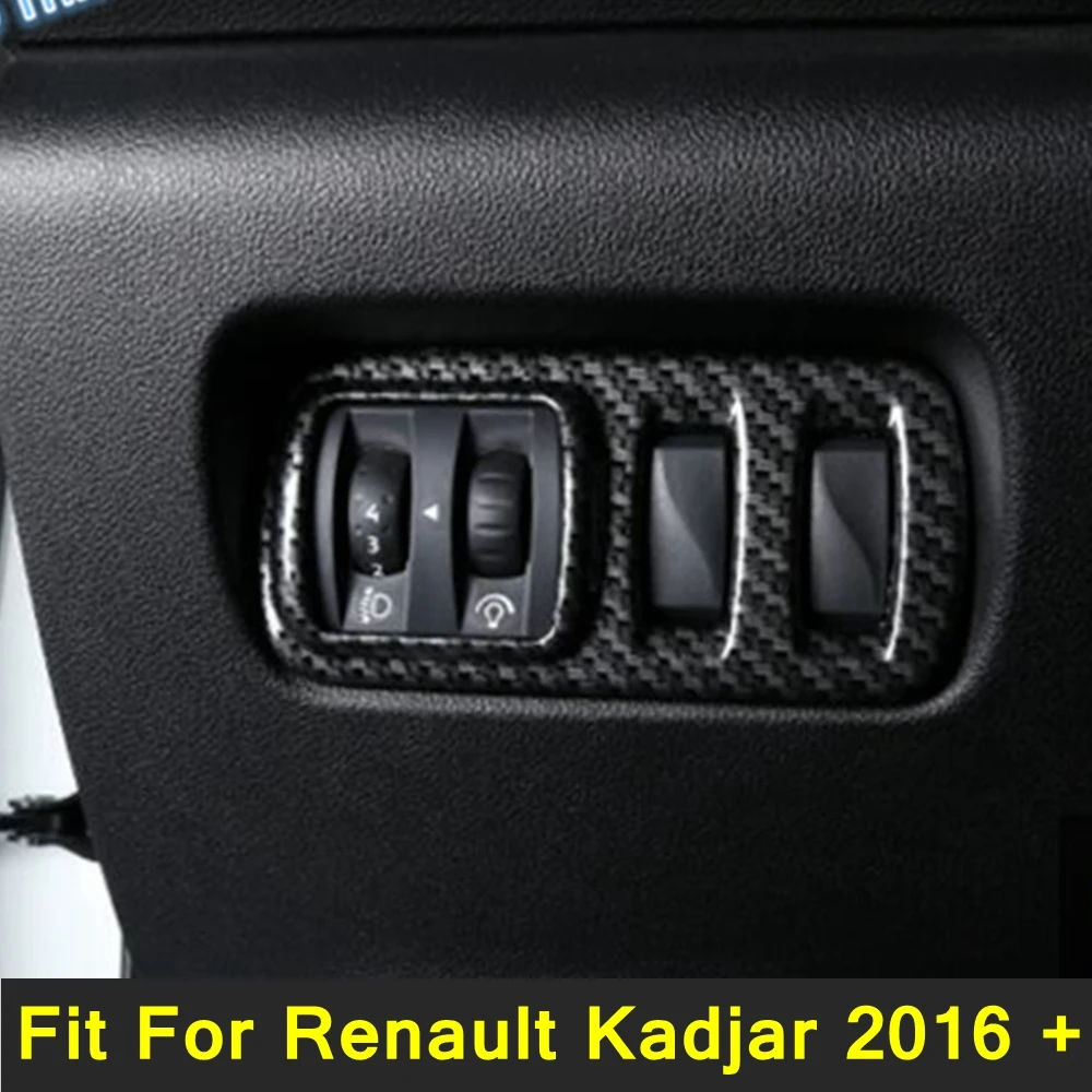 

Carbon Fiber Car Front Head Lights Lamp Switch Button Decor Sticker ABS Accessories Cover Trim For Renault Kadjar 2016 - 2022