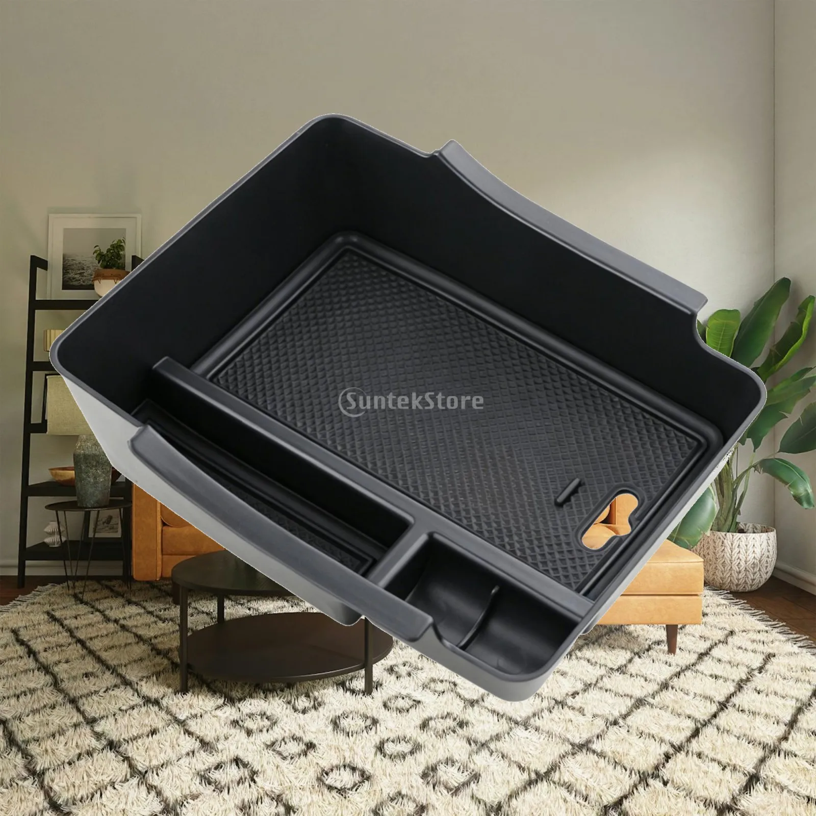 Central Armrest Storage Box Black Plastic Organizer Car Interior Accessory for Honda HRV 2022 2024