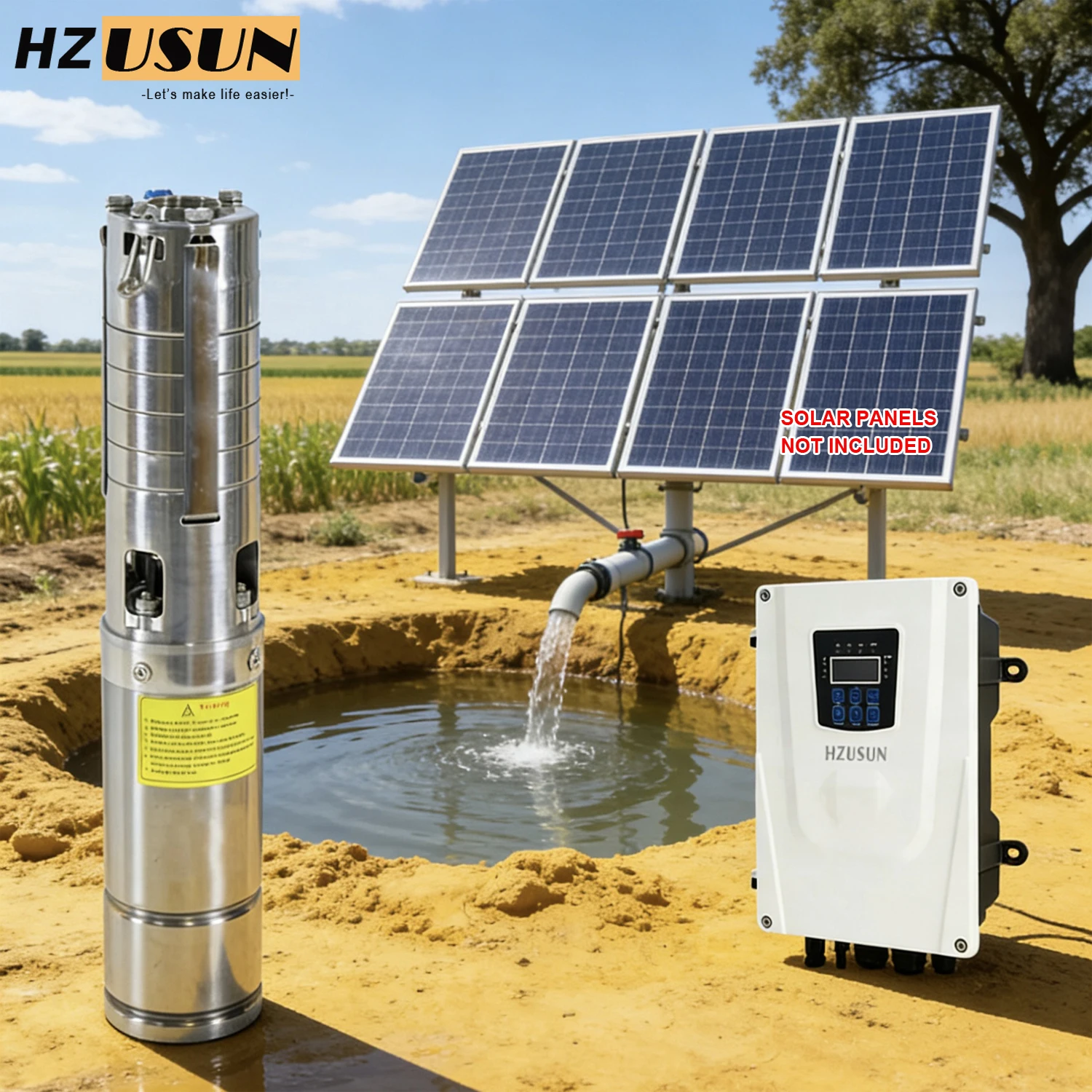 2Inch Hose Powerful AC DC Solar Electric Submersible Borehole Water Pump Kit for Farming Kit Bomba De Agua de 2 HP Para Riego