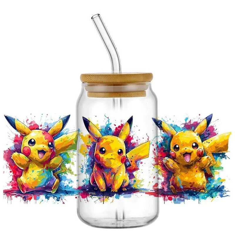Hot Sale Mixed Cartoon Doodle Style 16oz UV DTF 3D Transfer Stickers Cup Wrap Decals for Glass Can Cups Fashion DIY Drinkware