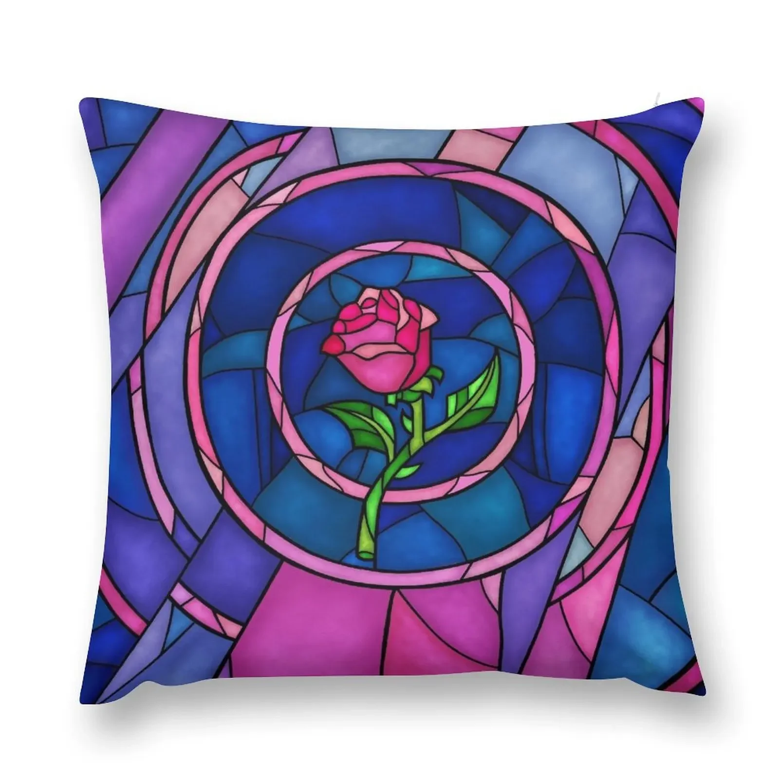 

A Single Rose in the Stained Glass Window Throw Pillow Pillow Covers Decorative Sofa Decorative Covers Sofa Cover pillow