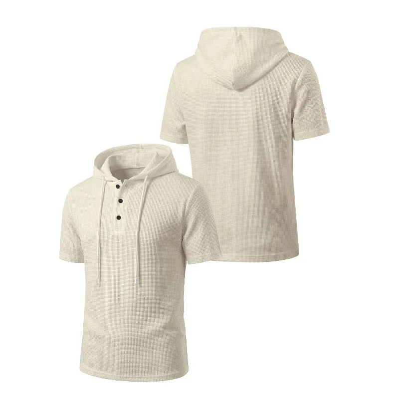 

Мужская футболка с капюшоном и коротким рукавом из дышащей премиальной трикотажной ткани: модная и удобная повседневная спортивная футболка