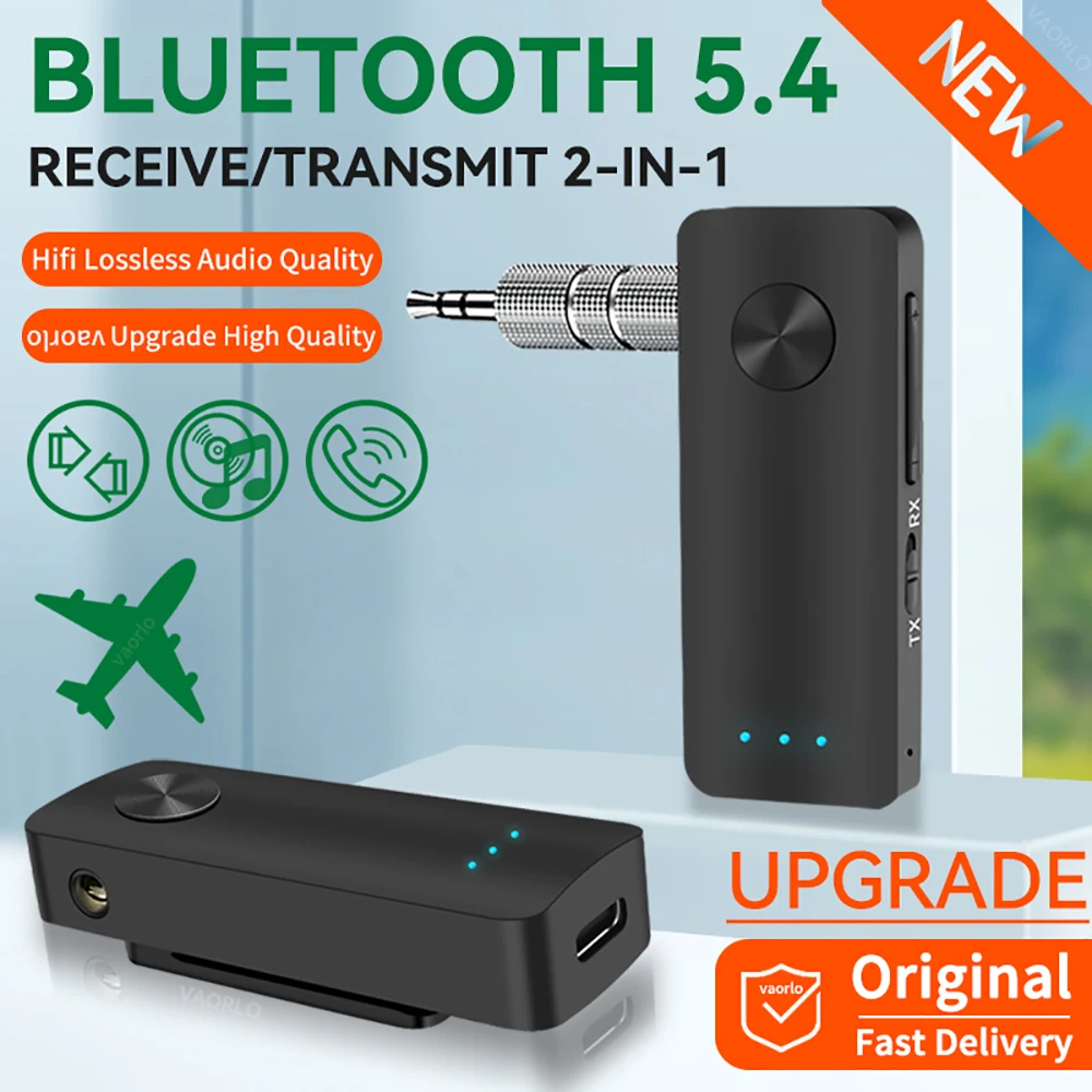 

Bluetooth 5.4 Wireless Audio Transmitter AUX Car Adapter for Headphones/Speaker Hands-Free Music Streaming & A2DP Support