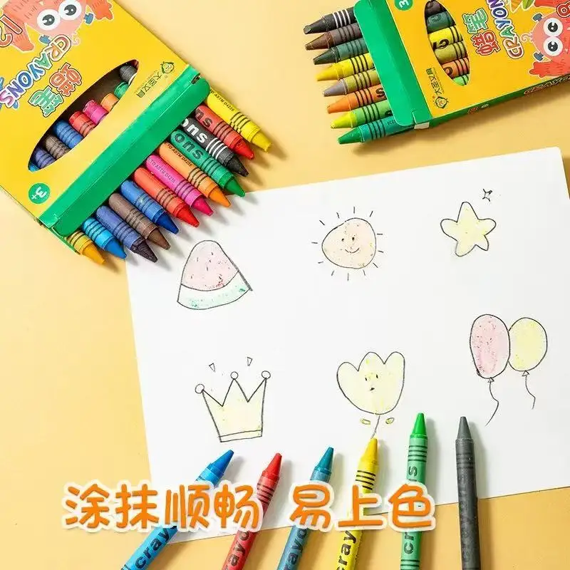 8/12/24Colors Wax Crayon Do not Dirty Hands Washable Crayons Drawing Painting Crayon Sticks Colored Wax Crayons Art Supply