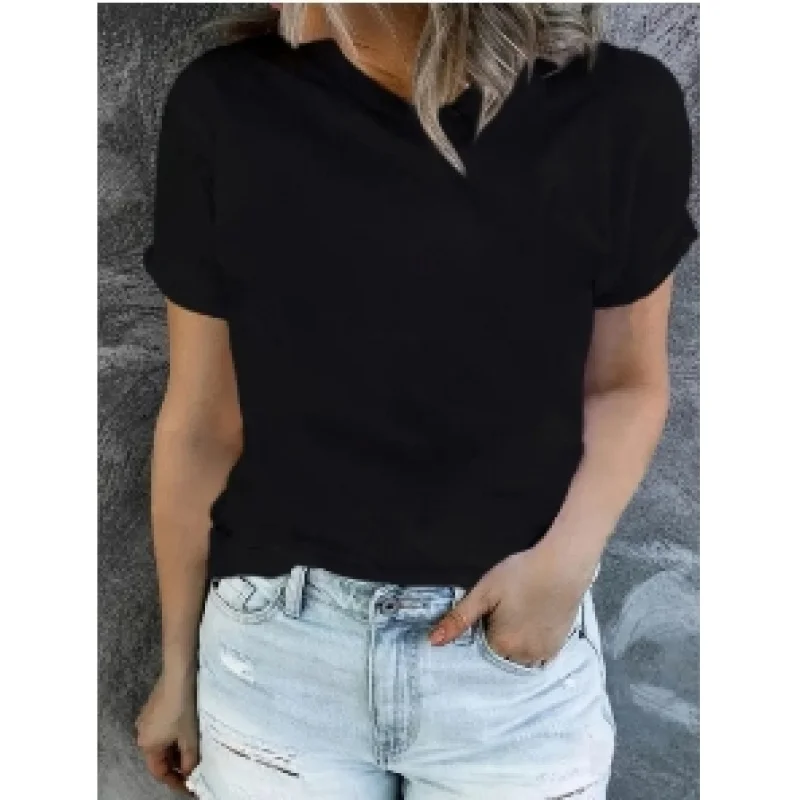 

Letter PrintingTShirt Casual Short Sleeve Round Neck Top Spring Summer Women's Black European and American Sweet Fresh