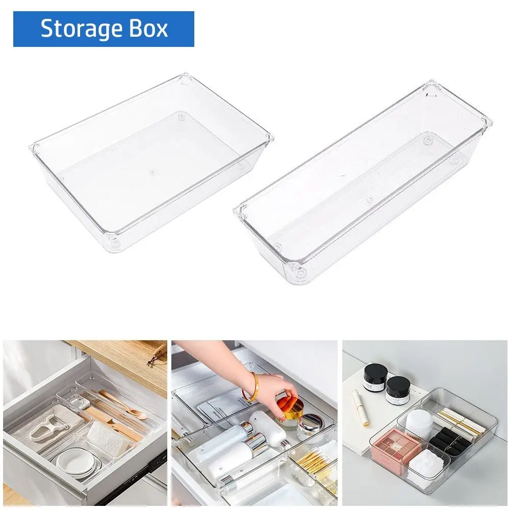 New S/M/L/XL/XXL Desktop Storage Box Transparent Drawer Storage Organizer Sundries Sorting Rectangular Cosmetics Organizer Boxes