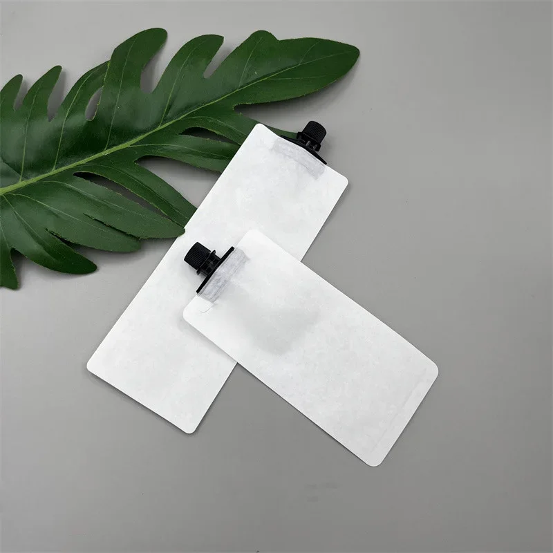 100pcs Small Sample Bags 15ml 30ml White Paper Refillable Spout Bag Make Up Cosmetic Cream Lotion Liquid Packaging Blank