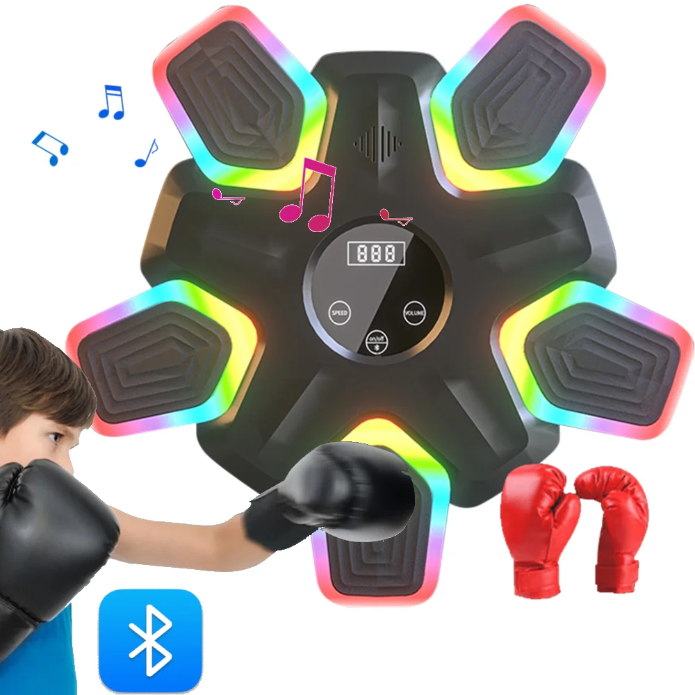 Smart Boxing Fitness Trainer Bluetooth-Compatible RGB LED lights Wall Boxing Target Machine Type C Charging Music Boxing Machine