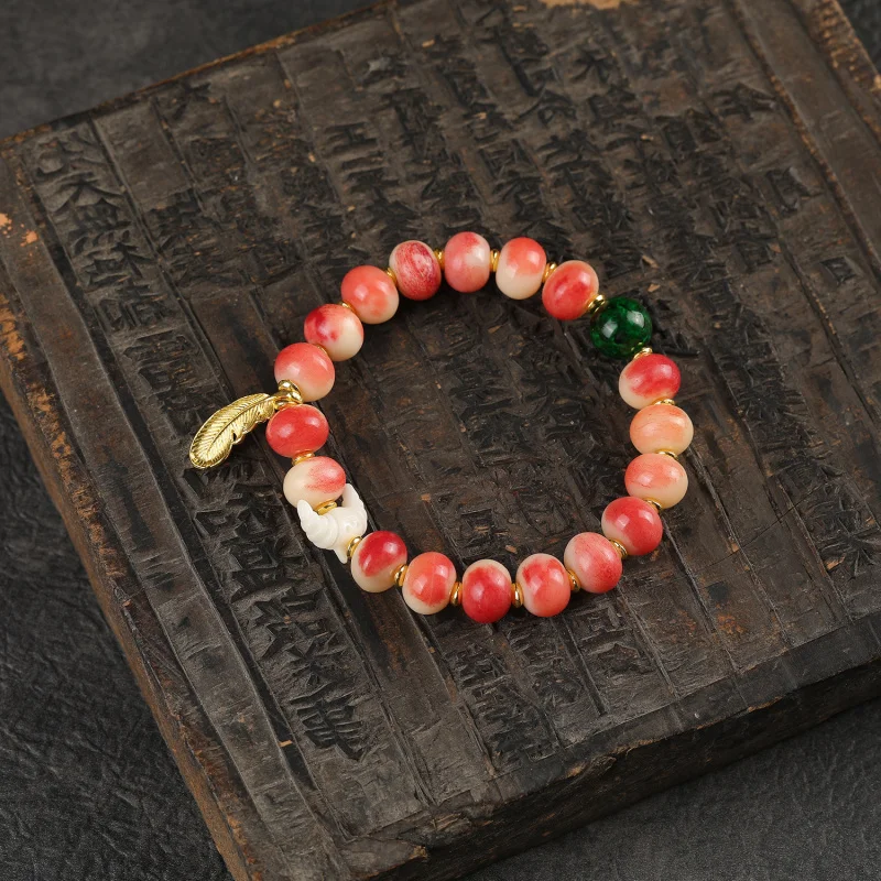 

Blood Material Ox Return Bone Bracelet Single Circle Buddha Bead