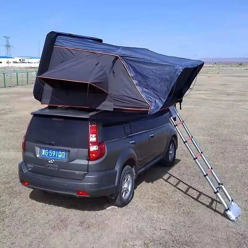 Outdoor 4-Person Waterproof 4x4 Hard Shell Roof Tent Camping Hard Shell Roof Tent Built-in Light Emitting Diode Light