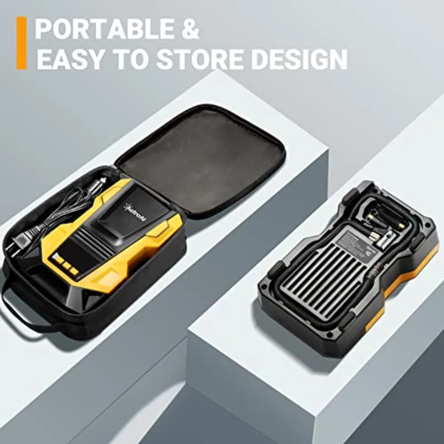 ضاغط هواء محمول مع محول تيار متردد إلى تيار مستمر 10 أمبير لتضخيم الإطارات وأجهزة الضغط على Go Compact Effic