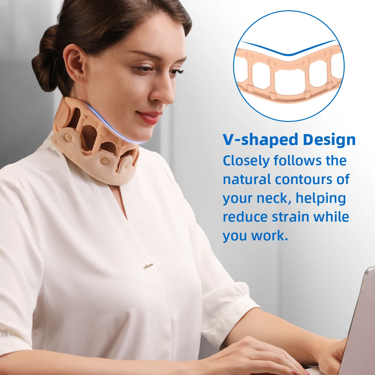 VELPEAU Silicone Neck Brace for Spine Pressure, Neck Stiff and Pain Relif, Cervical Collar Breathable and Waterproof