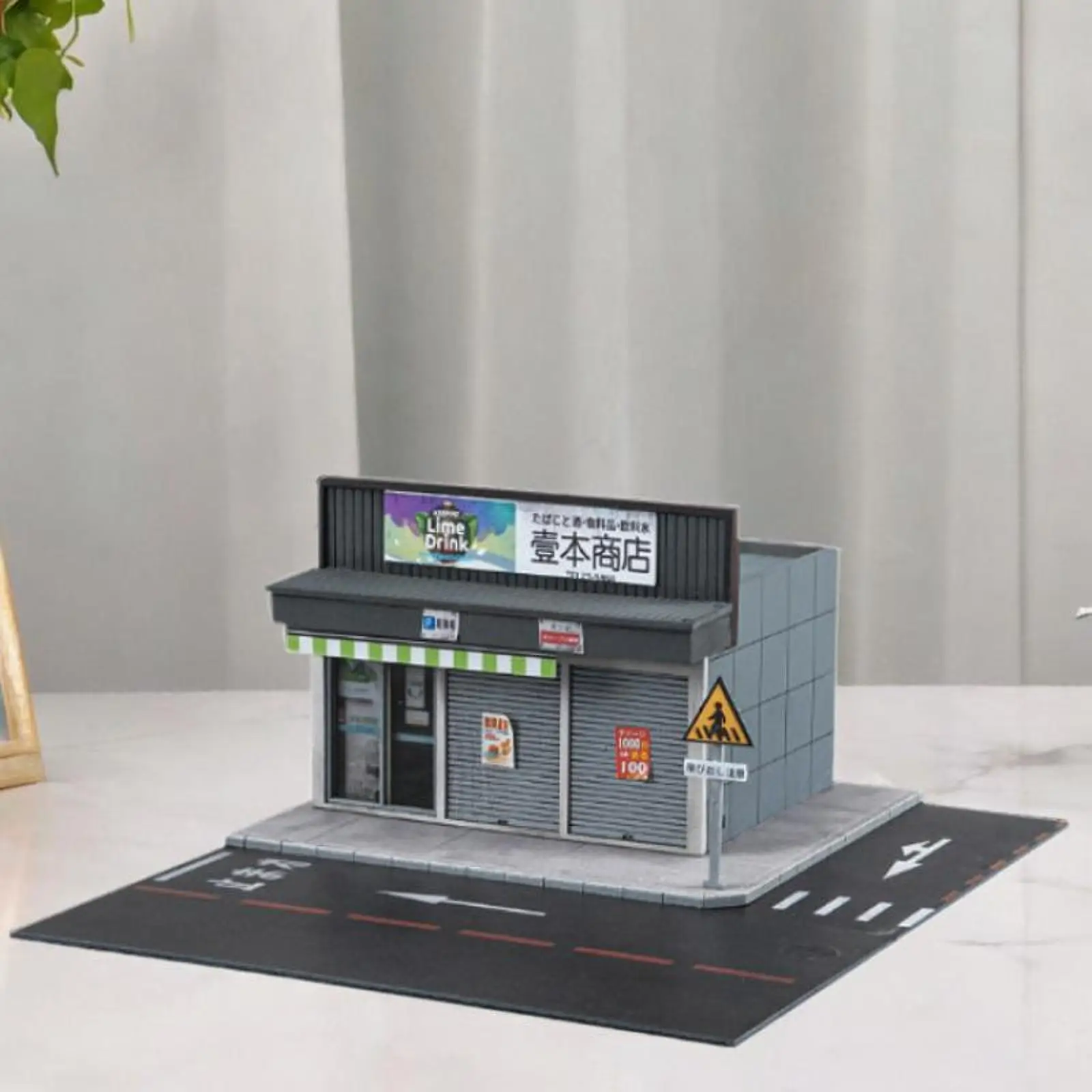 1/64 스토어 모델 디오라마 모델 자동차 디스플레이 DIY 조립 사진 LED 조명 수집품 도시 배경 거리 상점 장면